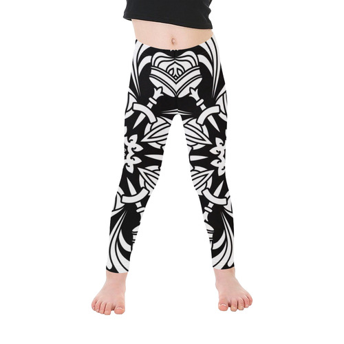 Symbol Ornaments Royal Crown Mandala White Kid's Ankle Length Leggings (Model L06)