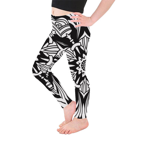 Symbol Ornaments Royal Crown Mandala White Kid's Ankle Length Leggings (Model L06)