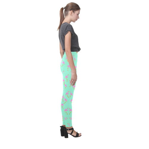 Pink and Green Flamingo Pattern Cassandra Women's Leggings (Model L01)