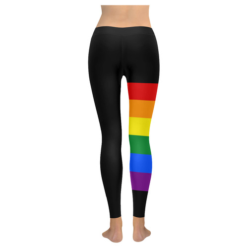 Gay Pride Rainbow Flag Stripes Women's Low Rise Leggings (Invisible Stitch) (Model L05)