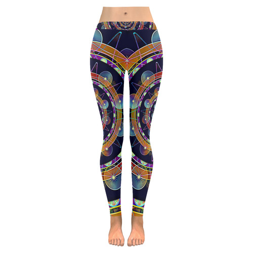 POWER SPIRAL universe planet orbit Women's Low Rise Leggings (Invisible Stitch) (Model L05)