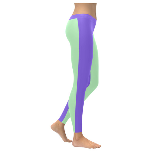 Only two Colors: Light Violet Mint Women's Low Rise Leggings (Invisible Stitch) (Model L05)