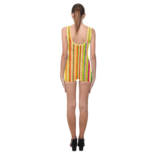 Colorful Stripes on Curls Pattern Classic One Piece Swimwear (Model S03)