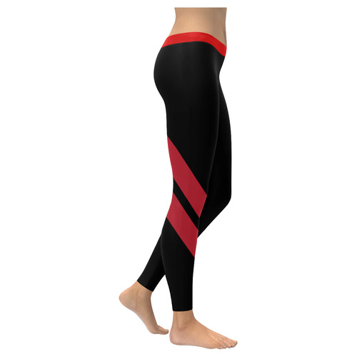 red stripes Women's Low Rise Leggings (Invisible Stitch) (Model L05)