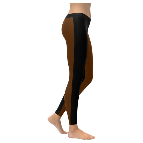 Only two Colors: Dark Brown - Black Women's Low Rise Leggings (Invisible Stitch) (Model L05)