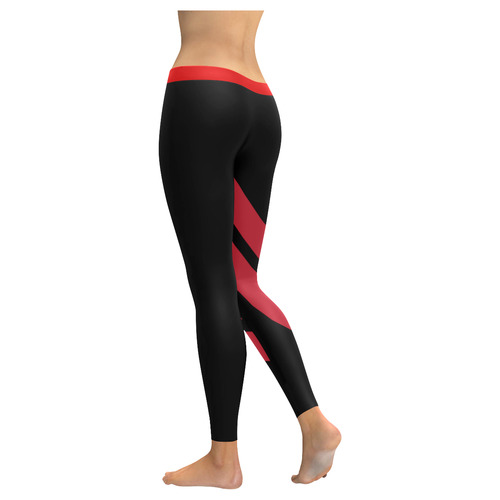 red stripes Women's Low Rise Leggings (Invisible Stitch) (Model L05)