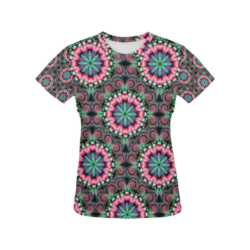 mandala shades of green All Over Print T-Shirt for Women (USA Size) (Model T40)