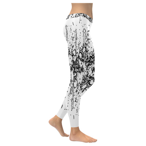 CRAZY multicolored double running SPLASHES Women's Low Rise Leggings (Invisible Stitch) (Model L05)