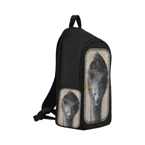 Happy Emu with yellow flower, photo Fabric Backpack for Adult (Model 1659)