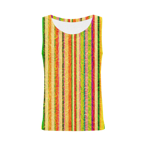 Colorful Stripes on Curls Pattern All Over Print Tank Top for Women (Model T43)