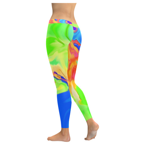 The PERFECT WAVE abstract multicolored Women's Low Rise Leggings (Invisible Stitch) (Model L05)