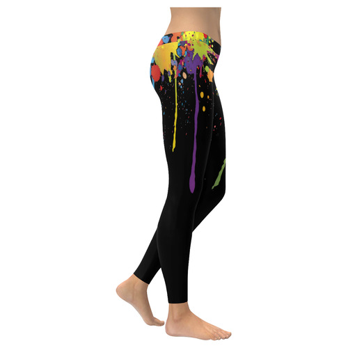 Crazy multicolored running SPLASHES Women's Low Rise Leggings (Invisible Stitch) (Model L05)