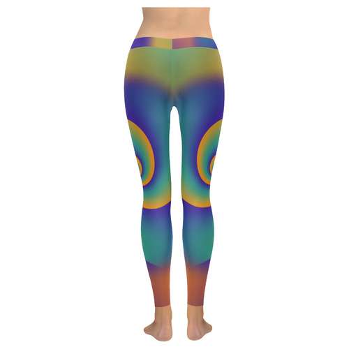 POWER SPIRAL SOFT - Violet, Ocean Green, Orange Women's Low Rise Leggings (Invisible Stitch) (Model L05)