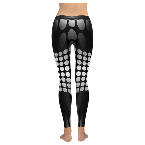 Abstract Dots HOURGLASS black grey white Women's Low Rise Leggings (Invisible Stitch) (Model L05)