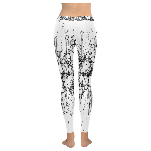 CRAZY multicolored double running SPLASHES Women's Low Rise Leggings (Invisible Stitch) (Model L05)