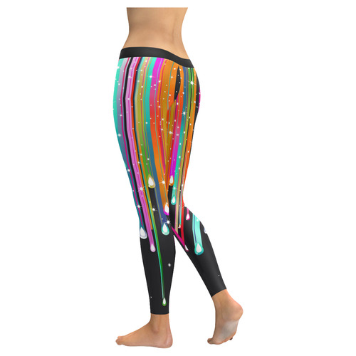 Stars & Stripes Shower multicolored Women's Low Rise Leggings (Invisible Stitch) (Model L05)