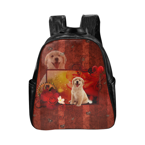 Sweet golden retriever Multi-Pockets Backpack (Model 1636)