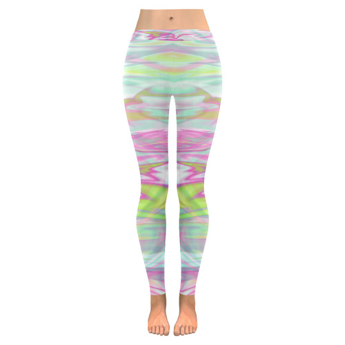 Pastel Iridescent Marble Waves Pattern Women's Low Rise Leggings (Invisible Stitch) (Model L05)