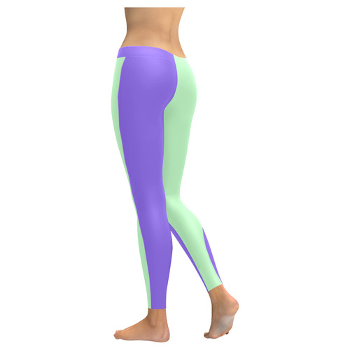 Only two Colors: Light Violet Mint Women's Low Rise Leggings (Invisible Stitch) (Model L05)