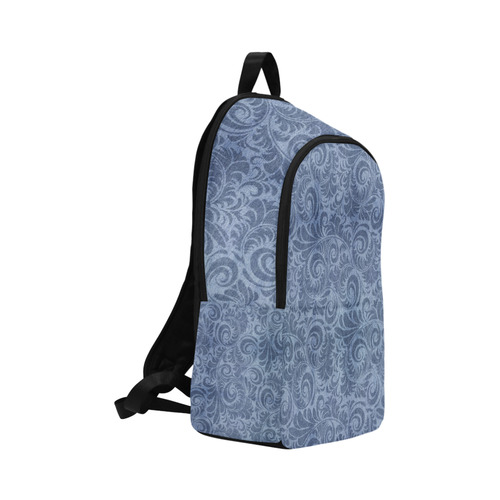 Denim with vintage floral pattern, blue boho Fabric Backpack for Adult (Model 1659)
