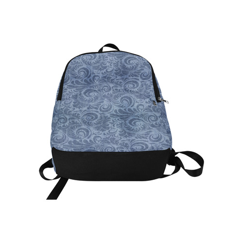 Denim with vintage floral pattern, blue boho Fabric Backpack for Adult (Model 1659)