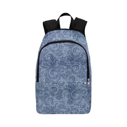 Denim with vintage floral pattern, blue boho Fabric Backpack for Adult (Model 1659)