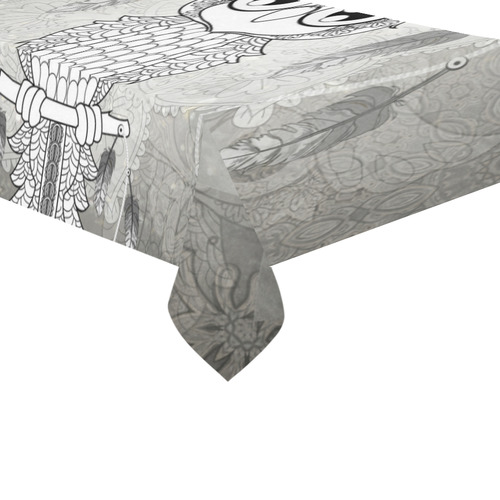 Cute owl, mandala design Cotton Linen Tablecloth 60"x 104"