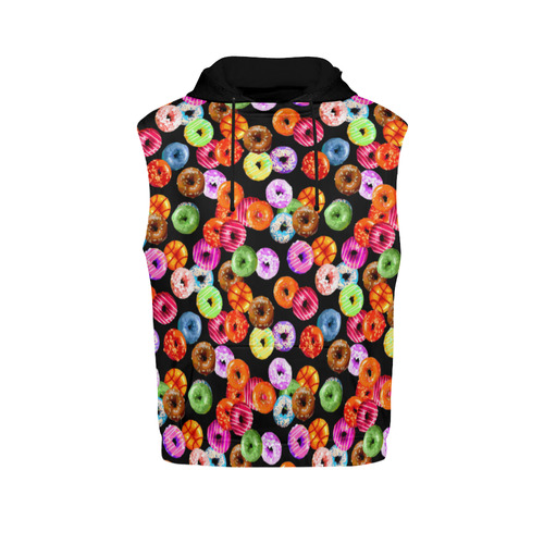 Colorful Yummy DONUTS pattern All Over Print Sleeveless Hoodie for Women (Model H15)