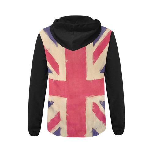 British UNION JACK flag grunge style All Over Print Full Zip Hoodie for Women (Model H14)