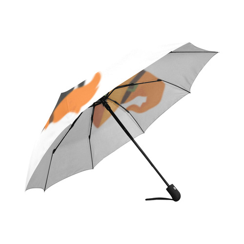 Black Cat Halloween Broomstick Witch Auto-Foldable Umbrella (Model U04)