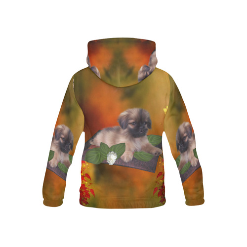 Cute lttle pekinese, dog All Over Print Hoodie for Kid (USA Size) (Model H13)