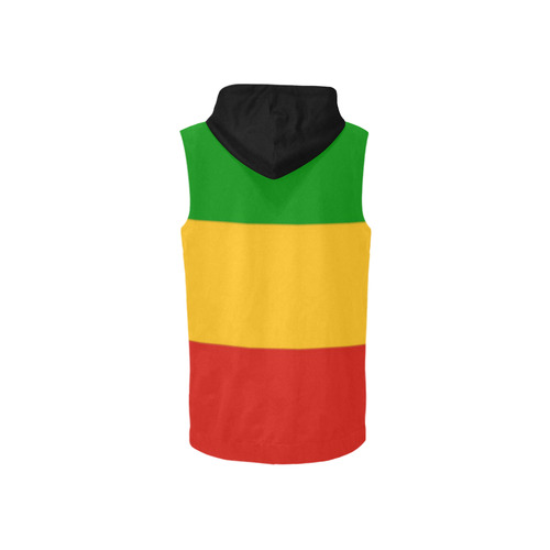 Rastafari Flag Colored Stripes All Over Print Sleeveless Zip Up Hoodie for Women (Model H16)