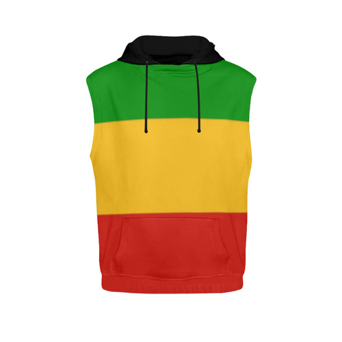Rastafari Flag Colored Stripes All Over Print Sleeveless Hoodie for Women (Model H15)