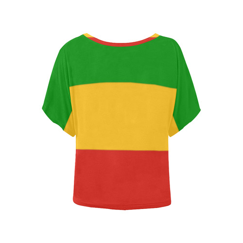 Rastafari Flag Colored Stripes Women's Batwing-Sleeved Blouse T shirt (Model T44)