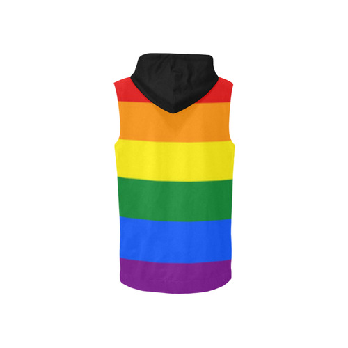 Gay Pride Rainbow Flag Stripes All Over Print Sleeveless Zip Up Hoodie for Women (Model H16)