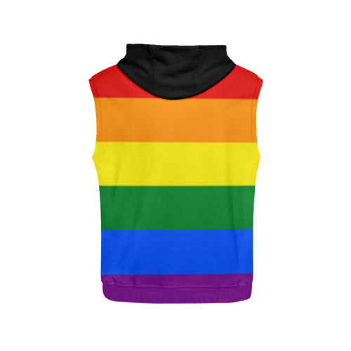 Gay Pride Rainbow Flag Stripes All Over Print Sleeveless Hoodie for Women (Model H15)