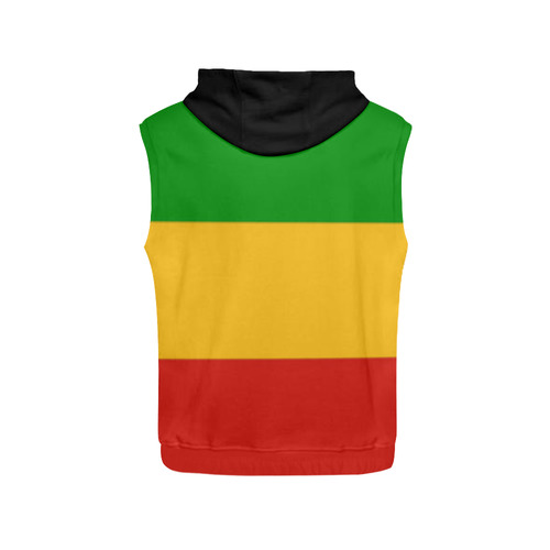 Rastafari Flag Colored Stripes All Over Print Sleeveless Hoodie for Women (Model H15)