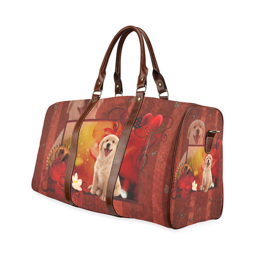 Sweet golden retriever Waterproof Travel Bag/Small (Model 1639)