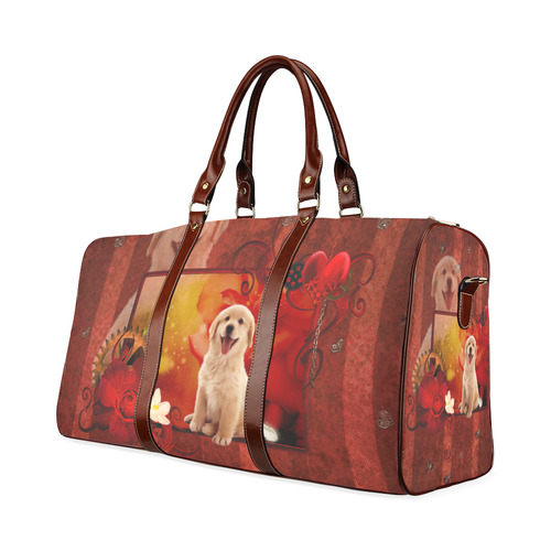 Sweet golden retriever Waterproof Travel Bag/Small (Model 1639)