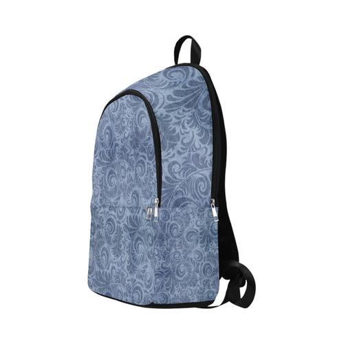 Denim with vintage floral pattern, blue boho Fabric Backpack for Adult (Model 1659)
