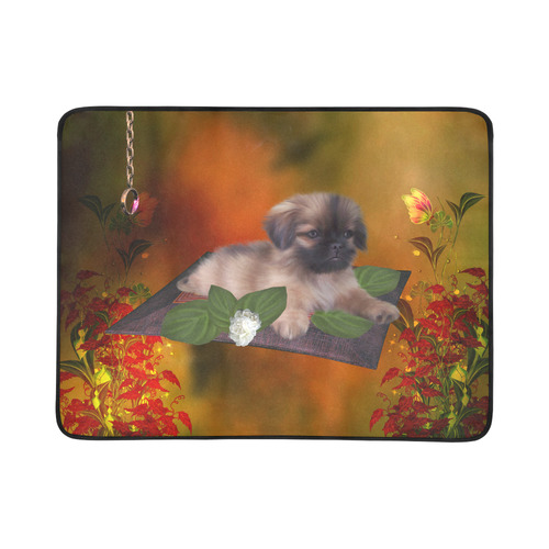 Cute lttle pekinese, dog Beach Mat 78"x 60"