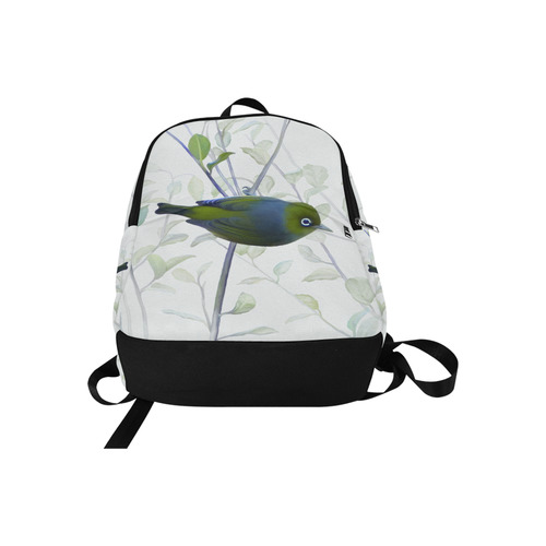 Silvereye, bird in tree, watercolor Fabric Backpack for Adult (Model 1659)