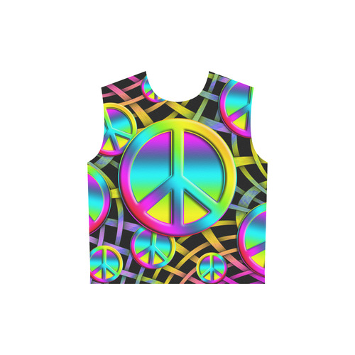 Neon Colorful PEACE pattern All Over Print Sleeveless Hoodie for Women (Model H15)