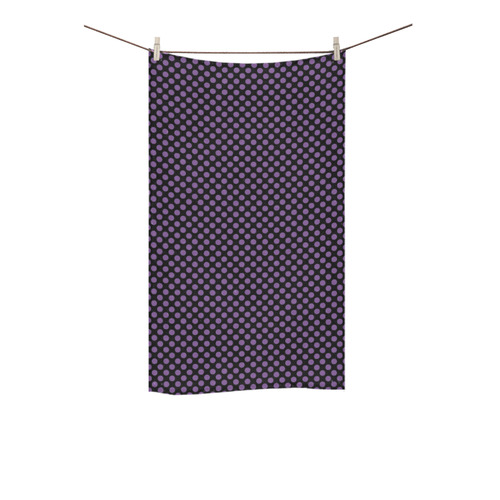 Black and Royal Lilac Polka Dots Custom Towel 16"x28"