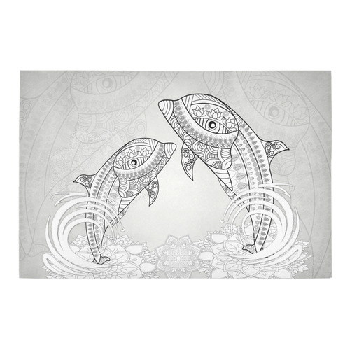 Funny dolphin, mandala design Azalea Doormat 24" x 16" (Sponge Material)