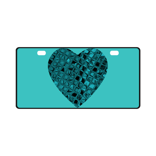 Teal Metallic Heart License Plate