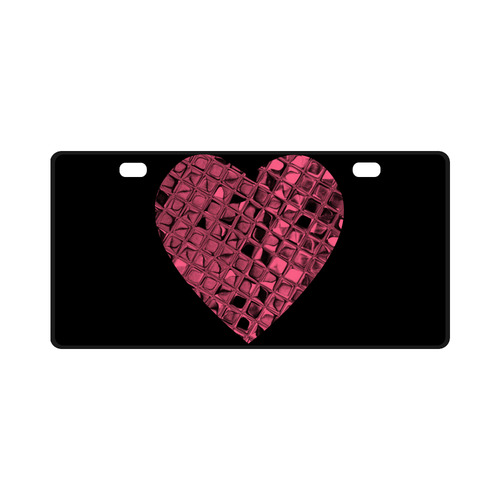 Pink Metallic Heart License Plate