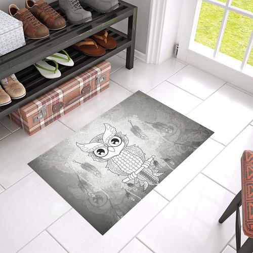 Cute owl, mandala design Azalea Doormat 24" x 16" (Sponge Material)