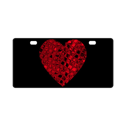 Metallic Red Heart License Plate