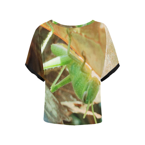 Baby Praying Mantis Nature Insects Women's Batwing-Sleeved Blouse T shirt (Model T44)